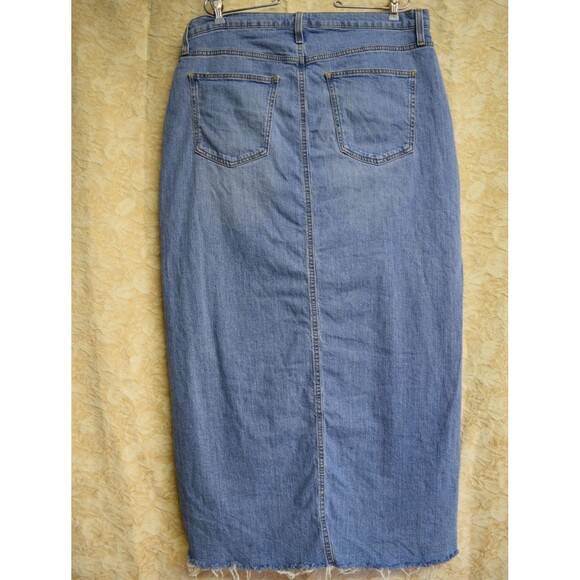 Universal Thread Womens Sz 14 Denim Cotton Skirt Maxi Long Cut Off Stretch EUC - Picture 7 of 10